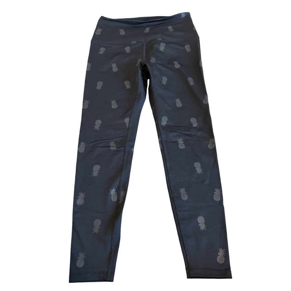 Beyond Yoga Black Pineapple Block Print Leggings Stamp High Waist Stretch Small